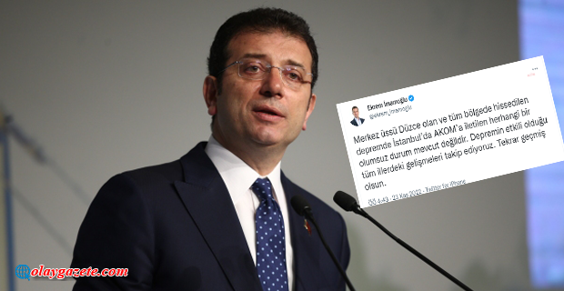 EKREM İMAMOĞLU: “MERKEZ ÜSSÜ DÜZCE OLAN VE TÜM BÖLGEDE HİSSEDİLEN DEPREMDE İSTANBUL’DA AKOM’A İLETİLEN HERHANGİ BİR OLUMSUZ DURUM MEVCUT DEĞİLDİR”