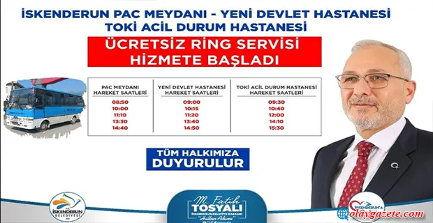 İSKENDERUNBELEDİYESİNDEN ÜCRETSİZ SERVİS