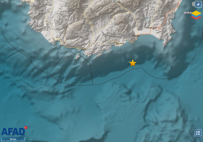 ANTALYA DEMRE AÇIKLARINDA 4.7 BÜYÜKLÜĞÜNDE DEPREM OLDU