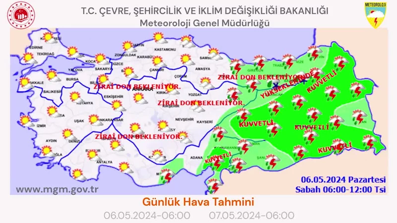 METEOROLOJİDEN ZİRAİ DON UYARISI