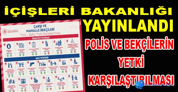 İÇİŞLERİ BAKANLIĞI POLİS VE BEKÇİLERİN YETKİLERİNİN KARŞILAŞTIRILDIĞI TABLO YAYINLADI